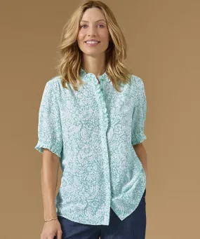 Frill Front Detail Printed Blouse