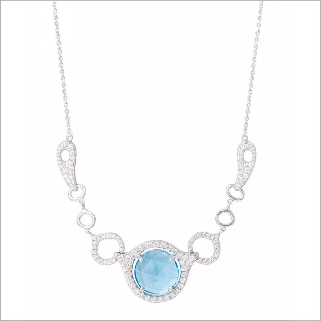 Giulietta 18K Gold & Swiss Blue Topaz Necklace with Diamonds