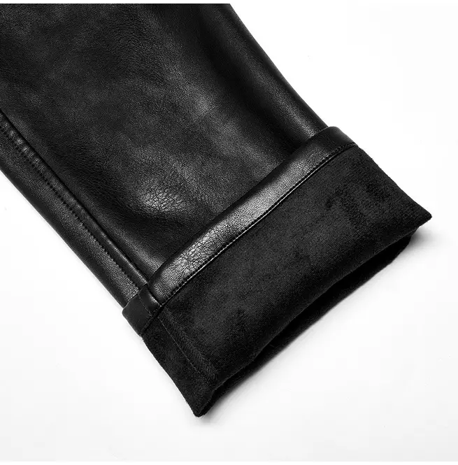 Gothic Removable Loop Skinny Fit Leather Pants for Men