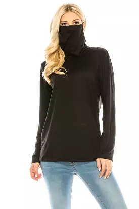 Haute Edition Cowl Neck Tee with Built-In Mask