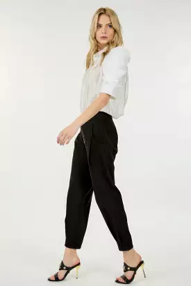 High Waist Zipper Front Skinny Pants