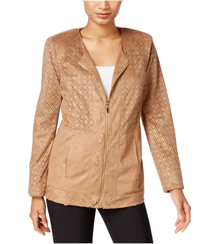 Jm Collection Womens Laser Cut-Out Blazer Jacket