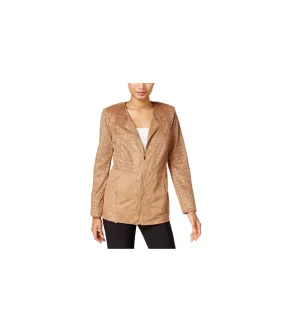 Jm Collection Womens Laser Cut-Out Blazer Jacket