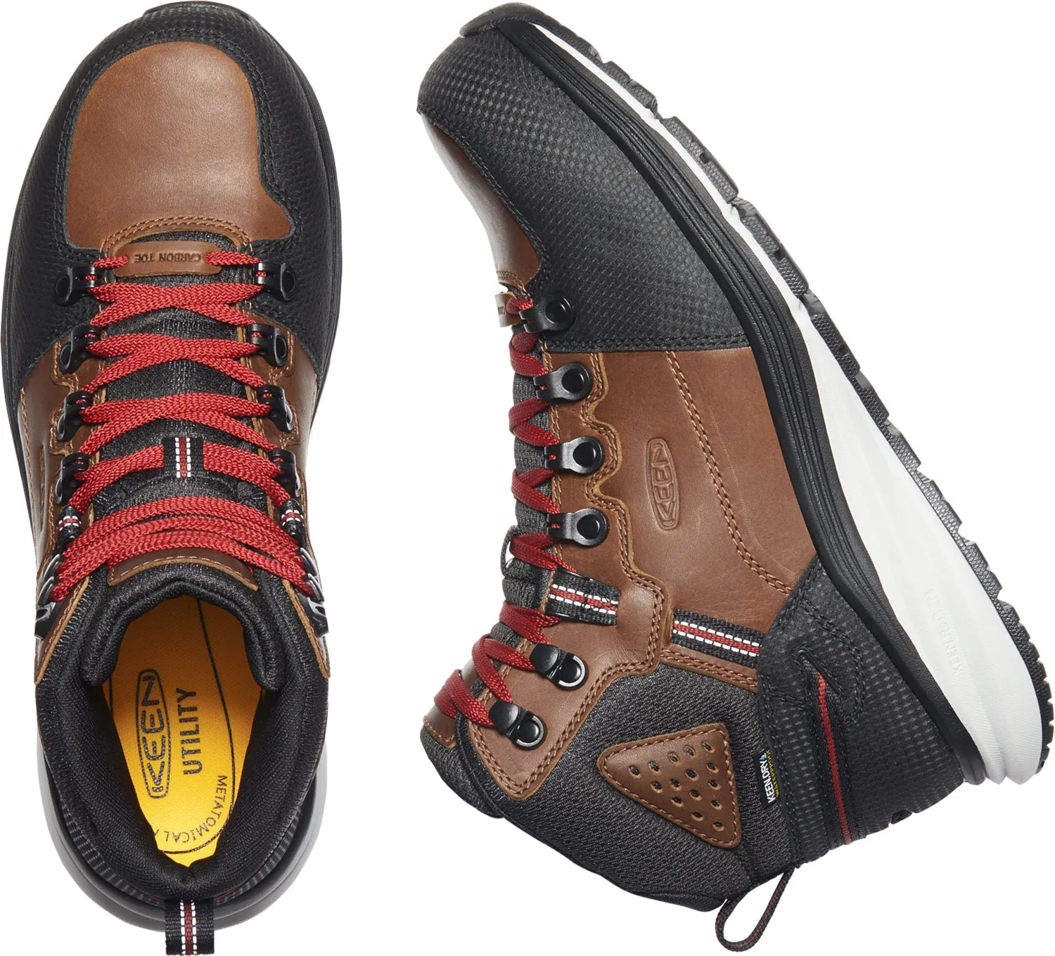 Keen Utility Mens Red Hook Mid WP Tobacco/Black Leather Work Boots