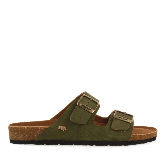 KHAKI LEATHER BIO SOLE SANDALS FOR MEN VIZZINI