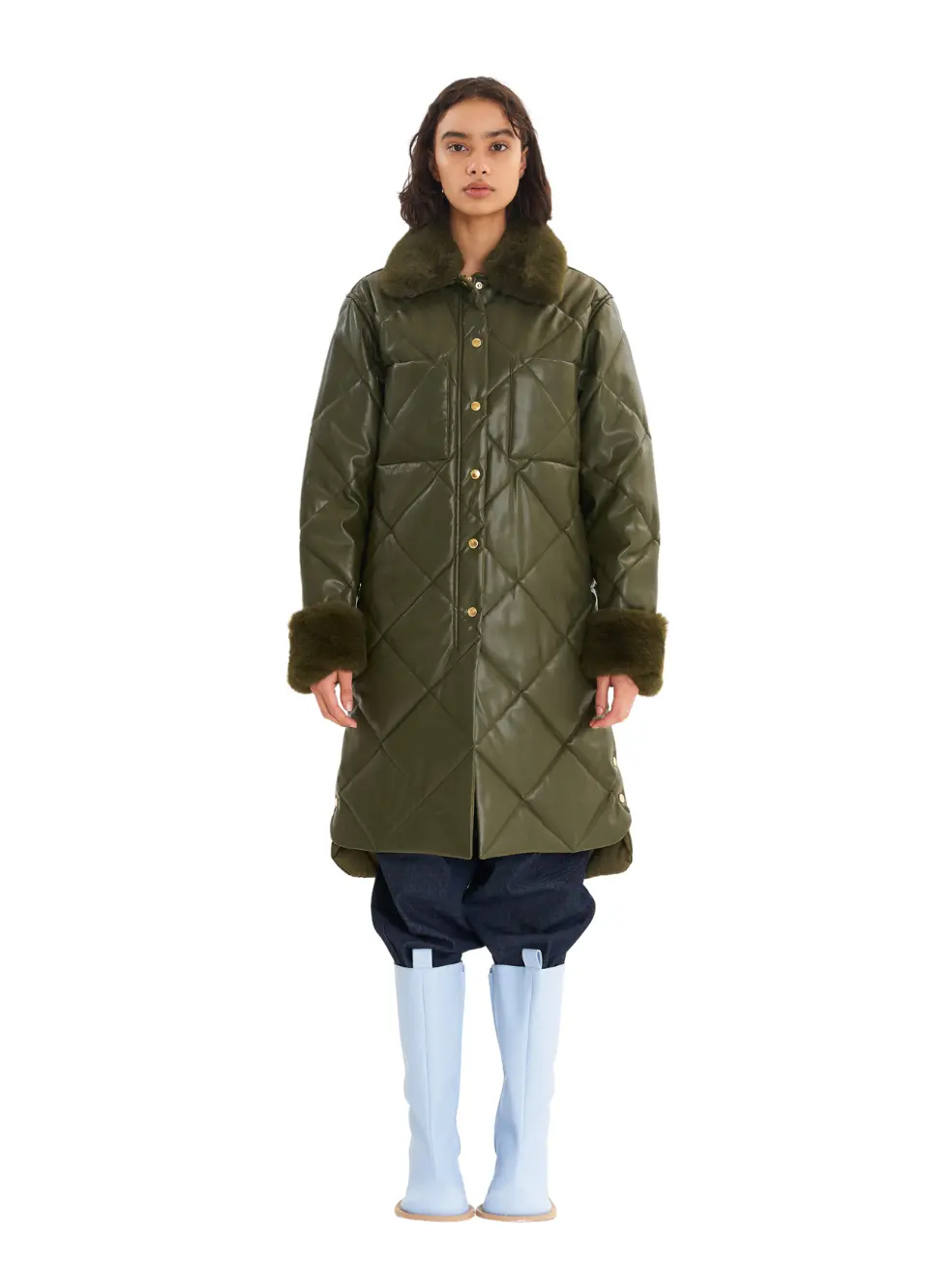 		Kym  Olive Faux Fur Coat	