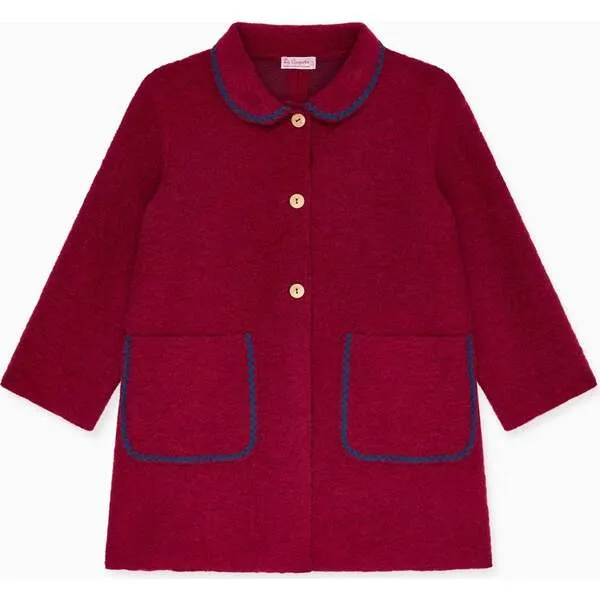 La Coqueta Burgundy Henrietta Girl Coat