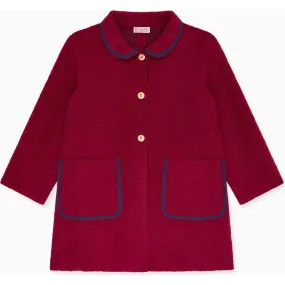 La Coqueta Burgundy Henrietta Girl Coat