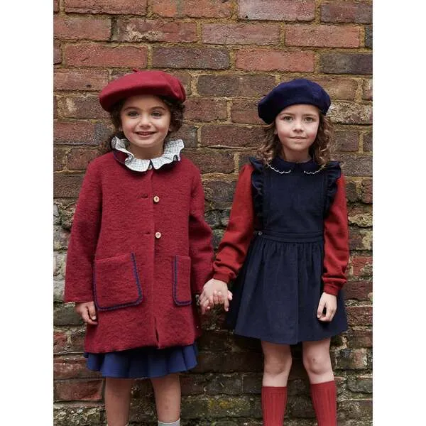 La Coqueta Burgundy Henrietta Girl Coat