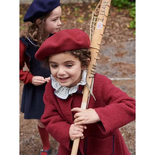 La Coqueta Burgundy Henrietta Girl Coat