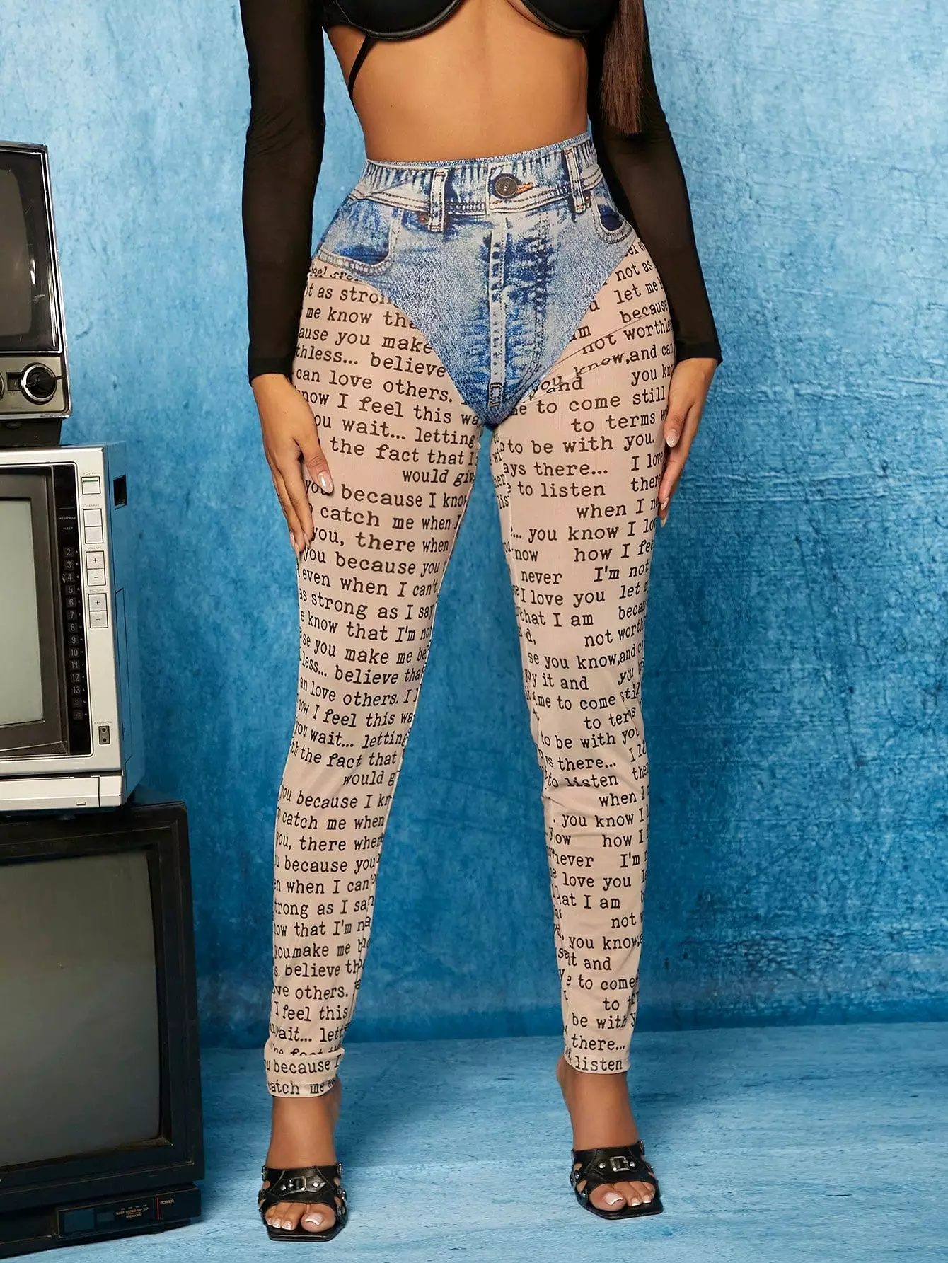 Letter Graphic Skinny Pants