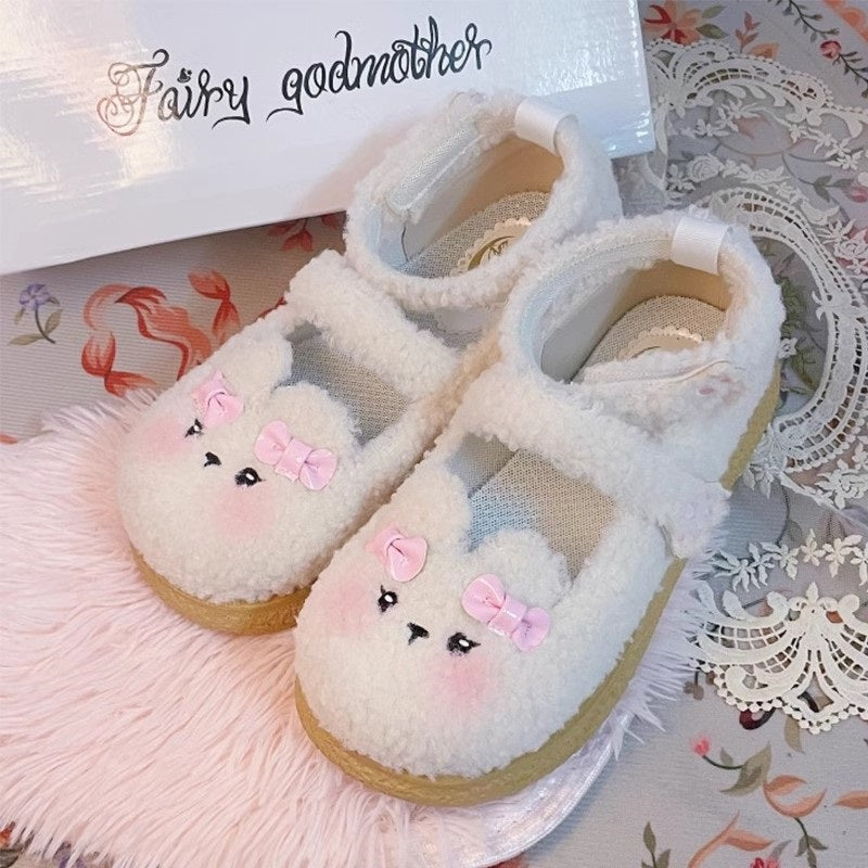 Little Sweet Bear Plush Lolita Lambhair Shoes BY12202