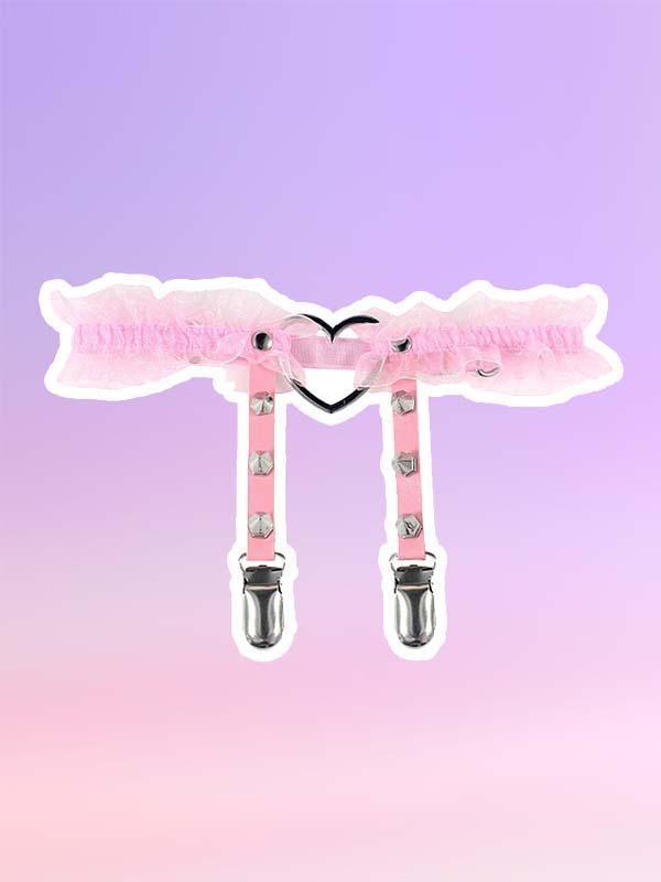 Lolita Frilled Heart Rivets Leg Garter Belt