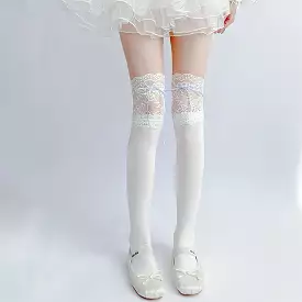 Lolita lace ribbon high tube socks BY11132