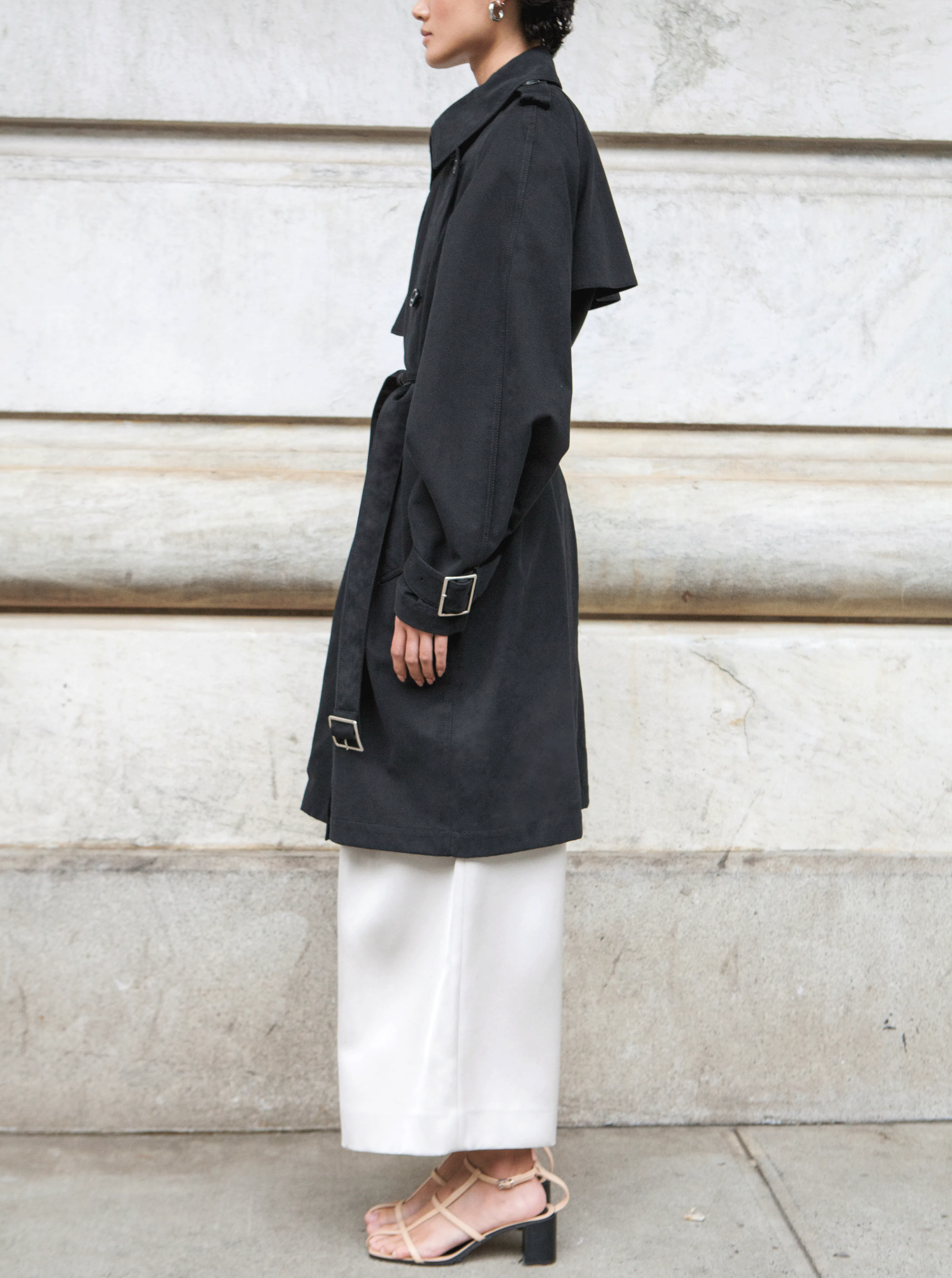 LONG YORK TRENCH COAT, BLACK