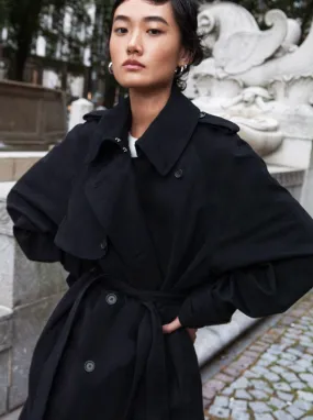 LONG YORK TRENCH COAT, BLACK