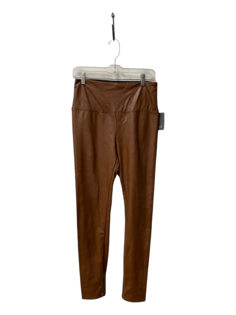 Lysse Size M Brown Vegan Leather High Waist Skinny Seam Detail Pants