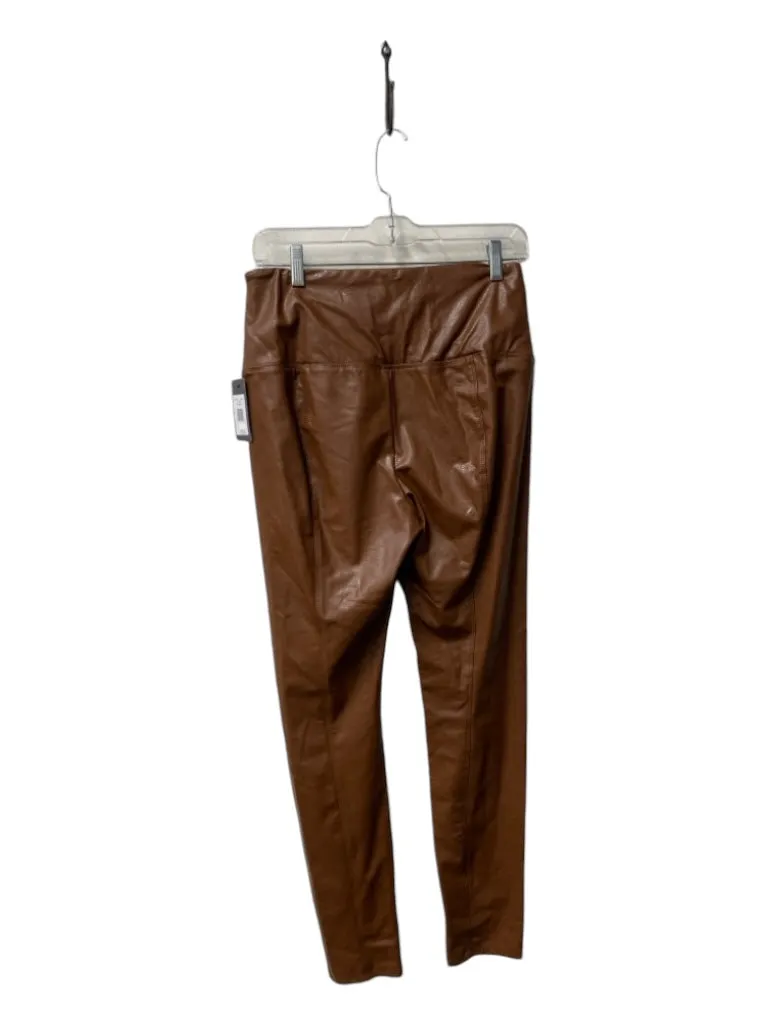 Lysse Size M Brown Vegan Leather High Waist Skinny Seam Detail Pants