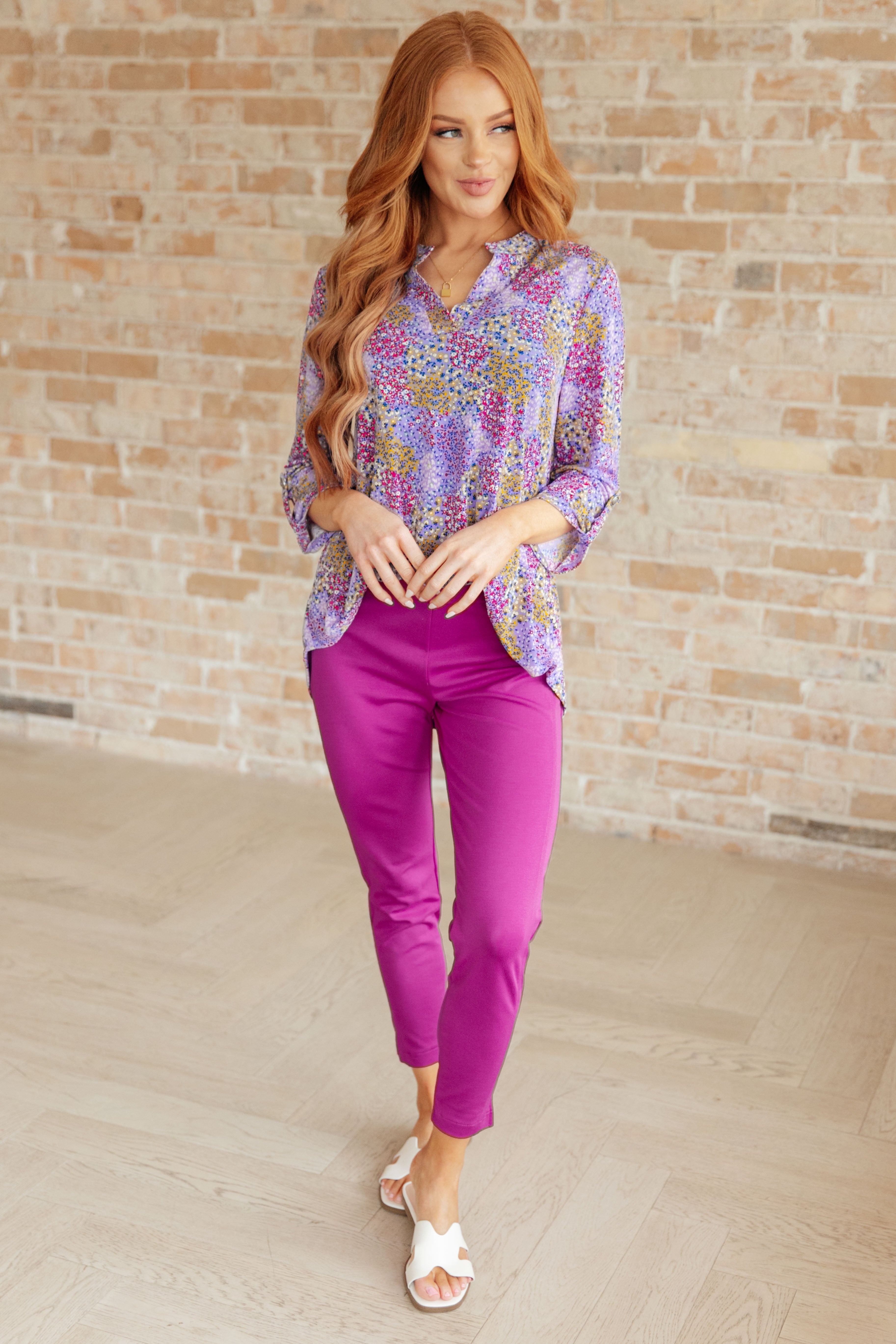 Magic Ankle Crop Skinny Pants in Spring Magenta