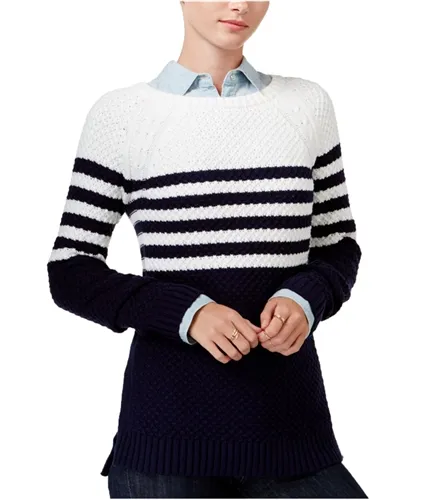 Maison Jules Womens Cross-Stitch Knit Sweater