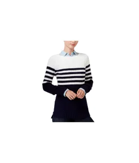 Maison Jules Womens Cross-Stitch Knit Sweater