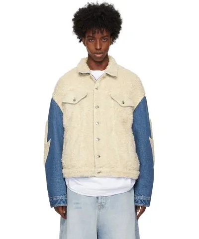 Members of the Rage Off-White & Blue Lightning Sherpa Denim Jacket