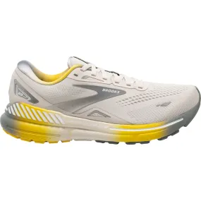 Men's Brooks Adrenaline GTS 23, White Sand/Grey/Cyber Yellow, 12 D Medium