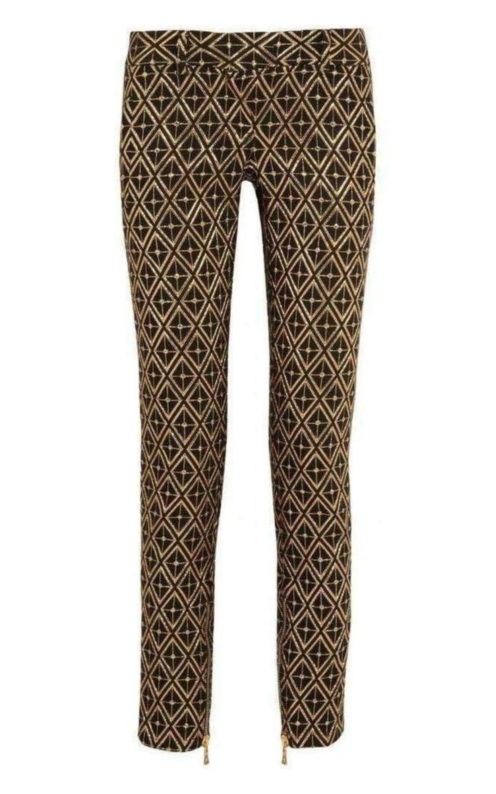 Metallic jacquard skinny pants