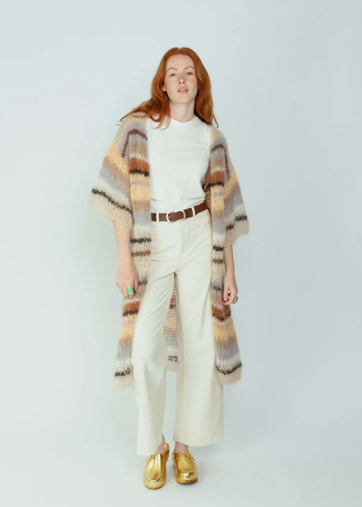 Mohair Light Coat - Sand Stripe