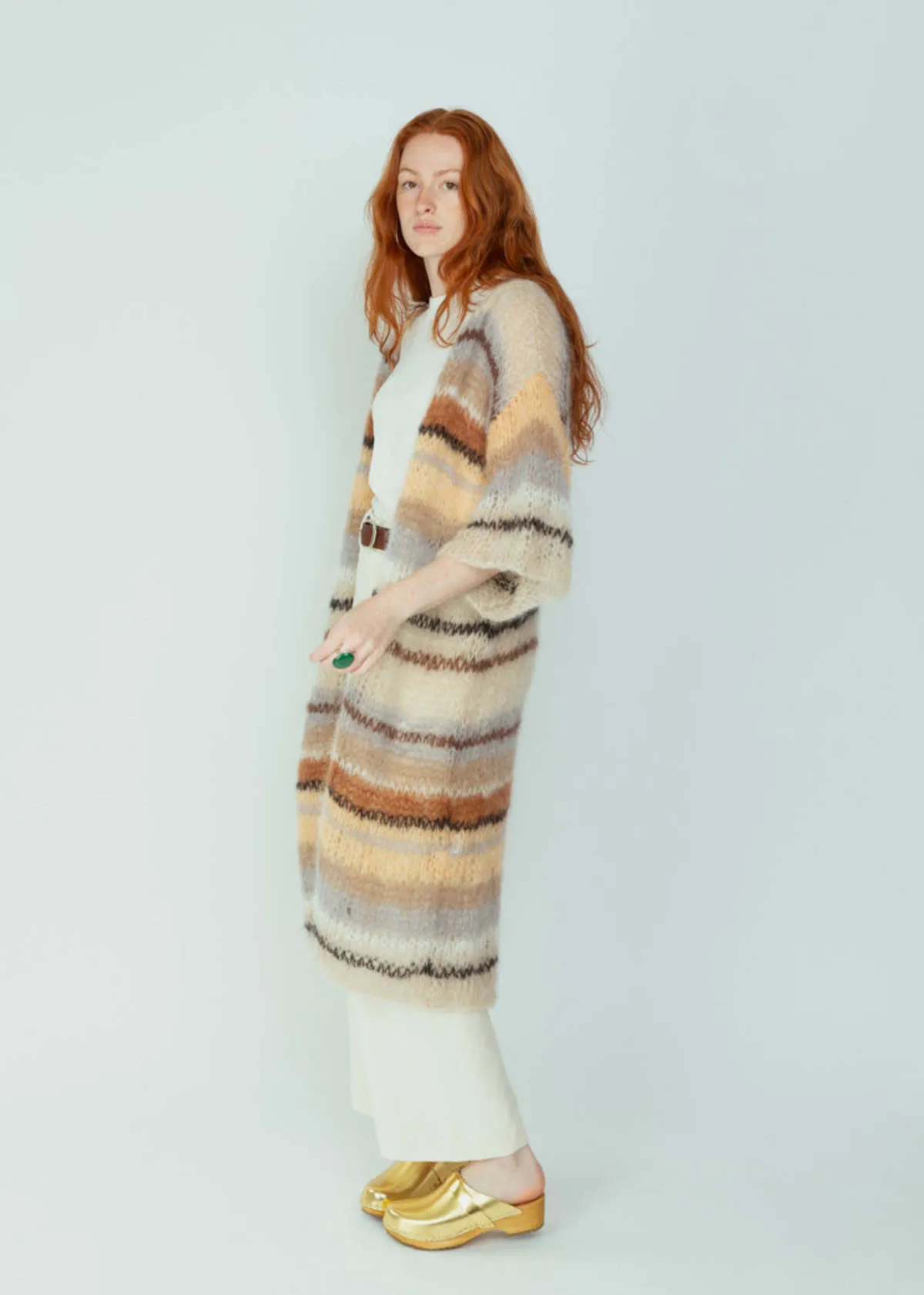 Mohair Light Coat - Sand Stripe