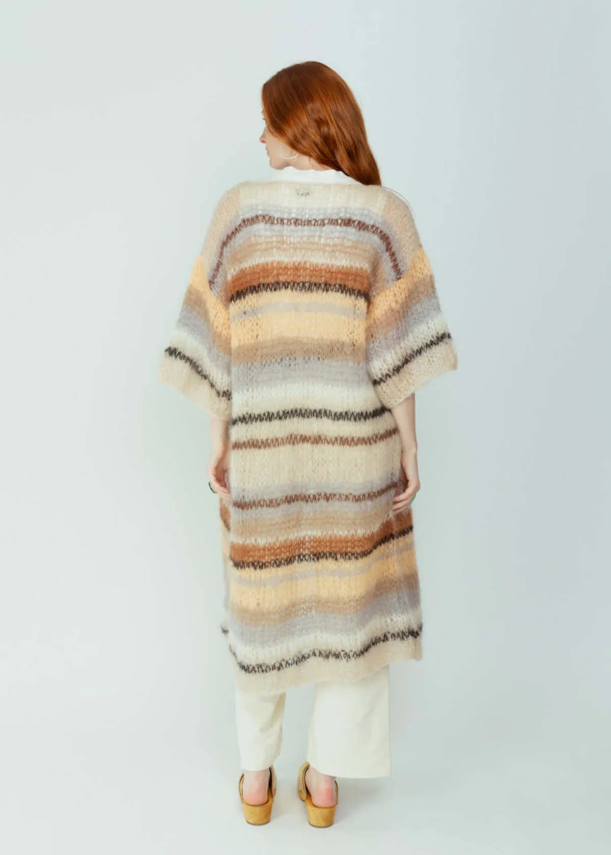 Mohair Light Coat - Sand Stripe