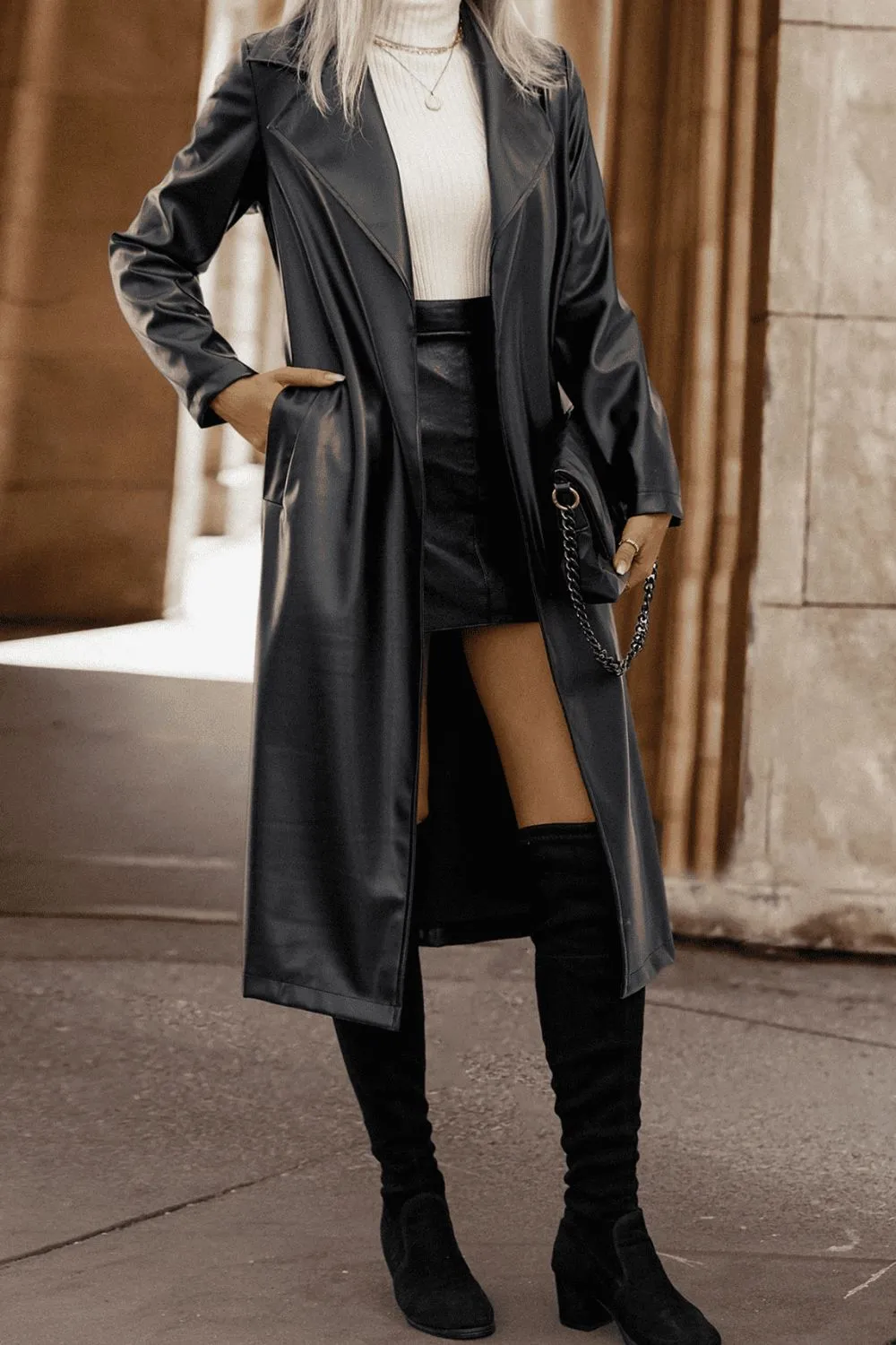 Mona Vegan Leather Trench Coat