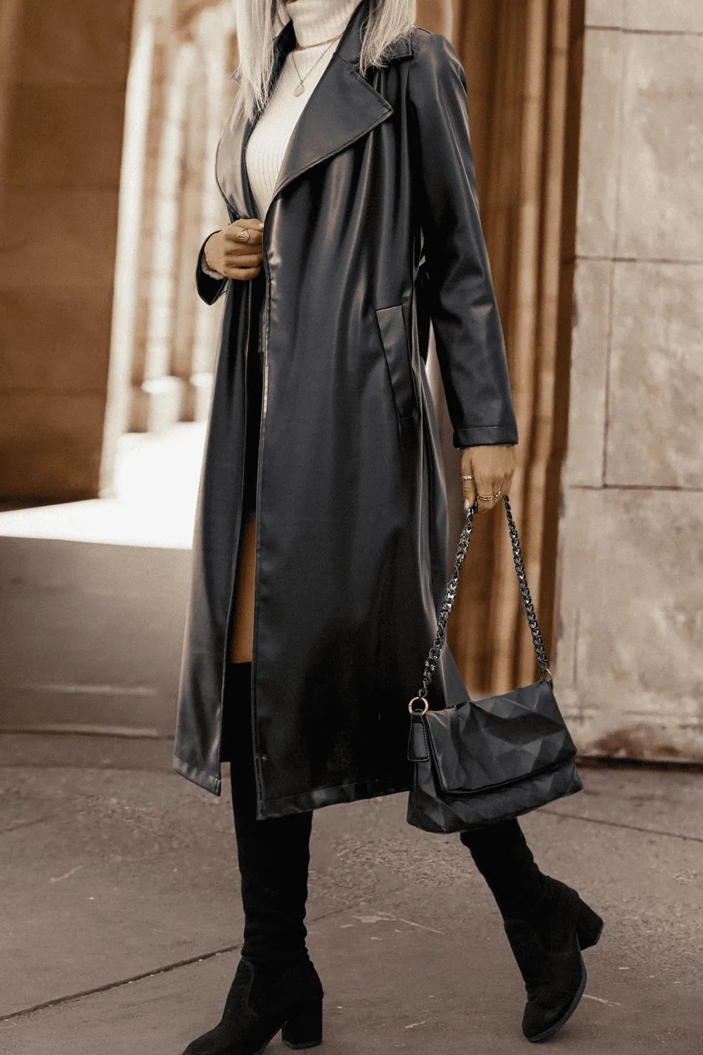 Mona Vegan Leather Trench Coat