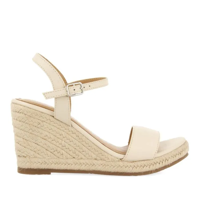 OFF-WHITE LEATHER WEDGE SANDALS WITH JUTE FOR WOMEN ZHEPE