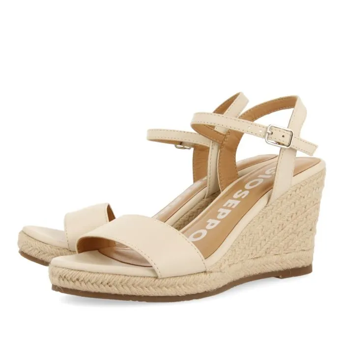 OFF-WHITE LEATHER WEDGE SANDALS WITH JUTE FOR WOMEN ZHEPE