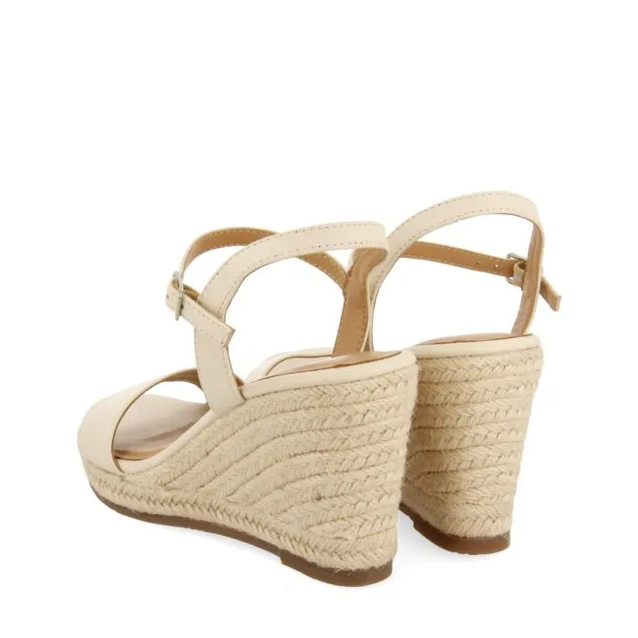 OFF-WHITE LEATHER WEDGE SANDALS WITH JUTE FOR WOMEN ZHEPE