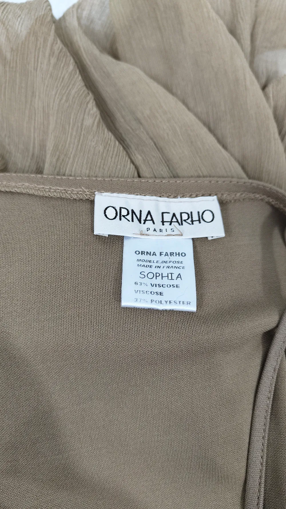 Orna Farho Paris Vintage y2k Beige Wide Leg Jumpsuit