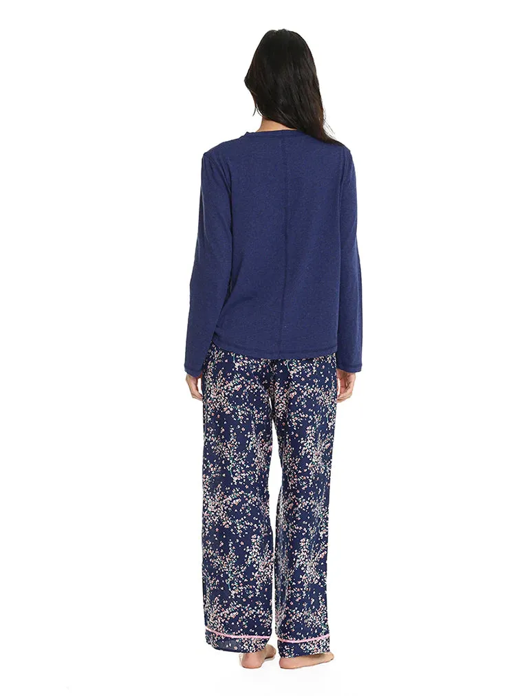 Papinelle - Cheri Blossom Cotton & Silk  Pant & Organic LS Top - Navy