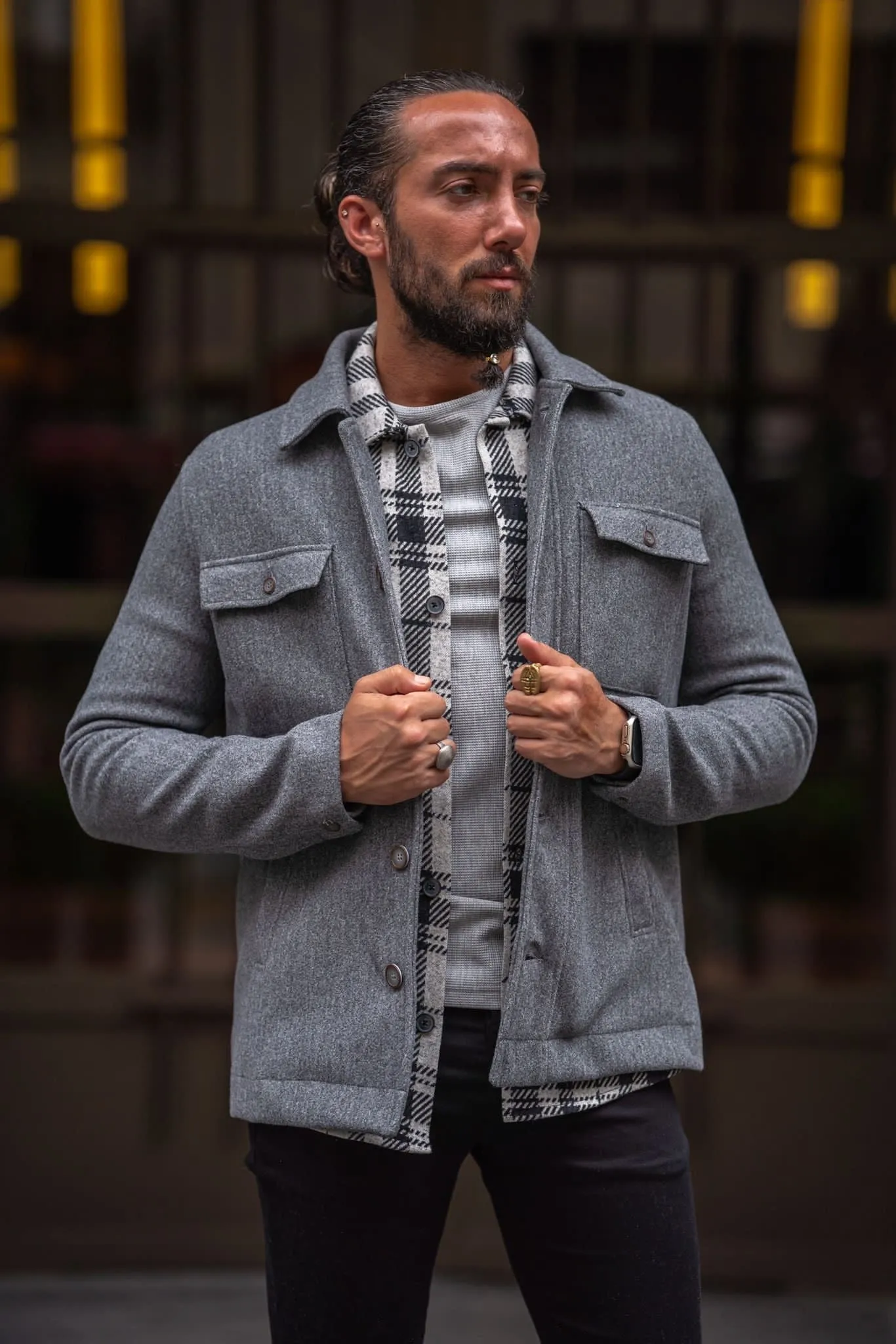 Paris Gray Slim Fit Double Pocket Wool Coat