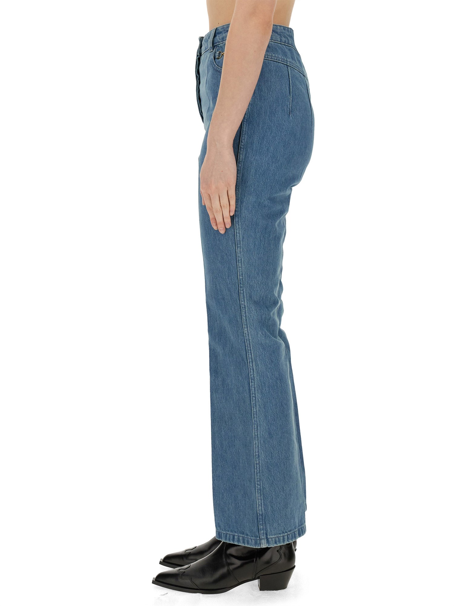 PATOU    FLARE FIT COTTON DENIM JEANS