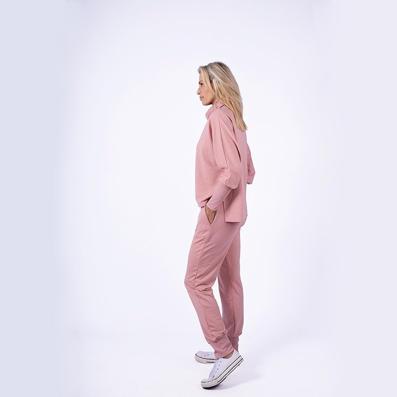 Pink cowl neck tracksuit