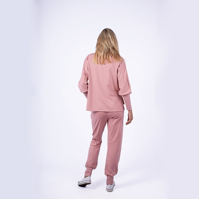 Pink cowl neck tracksuit