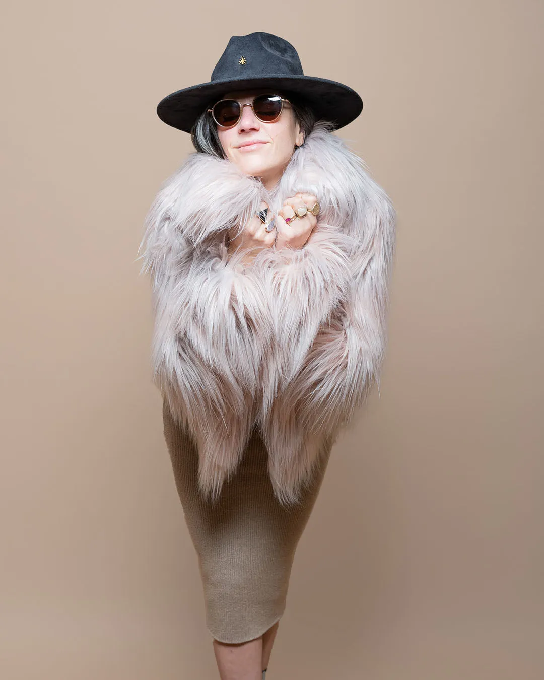 Pink Llama Collared Collector Edition Faux Fur Waist Jacket | Women's