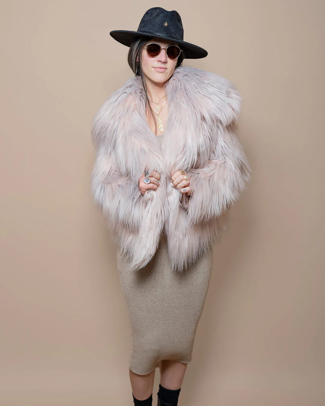 Pink Llama Collared Collector Edition Faux Fur Waist Jacket | Women's