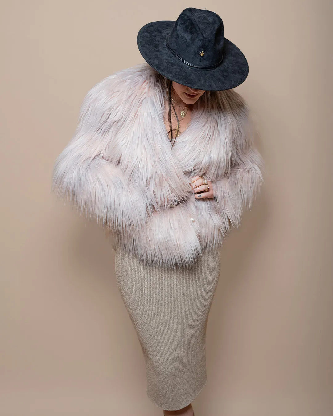 Pink Llama Collared Collector Edition Faux Fur Waist Jacket | Women's