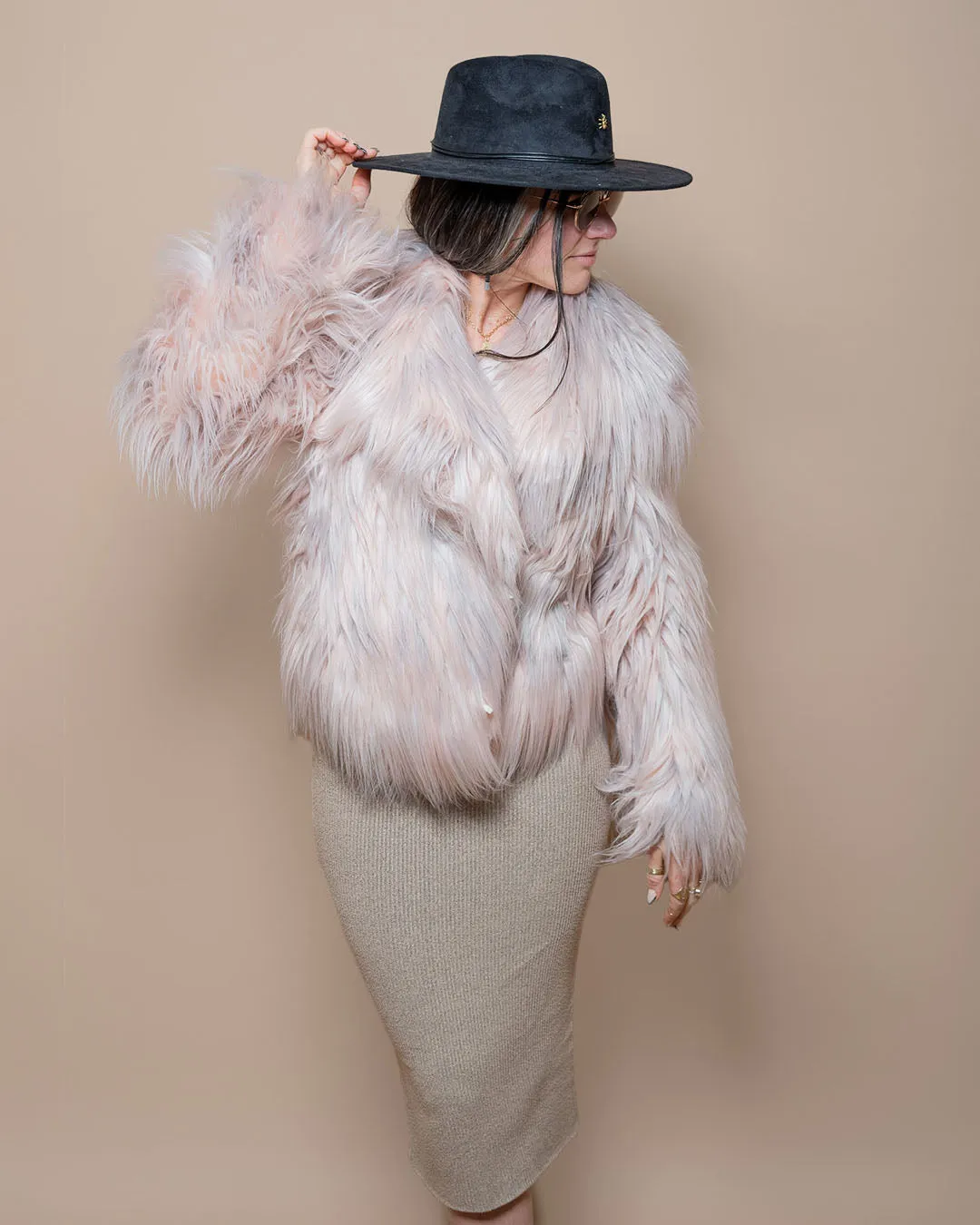 Pink Llama Collared Collector Edition Faux Fur Waist Jacket | Women's