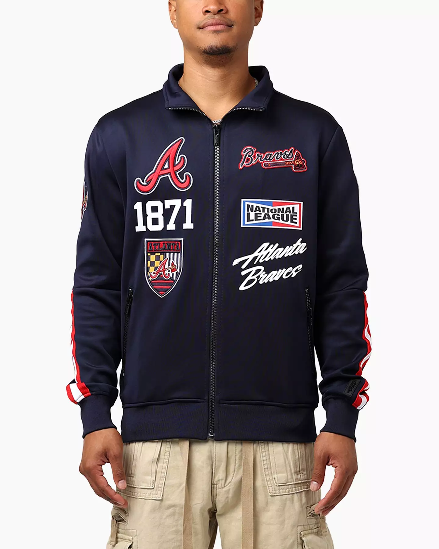 Pro Standard Atlanta Braves Fast Lane Track Jacket Midnight/Red