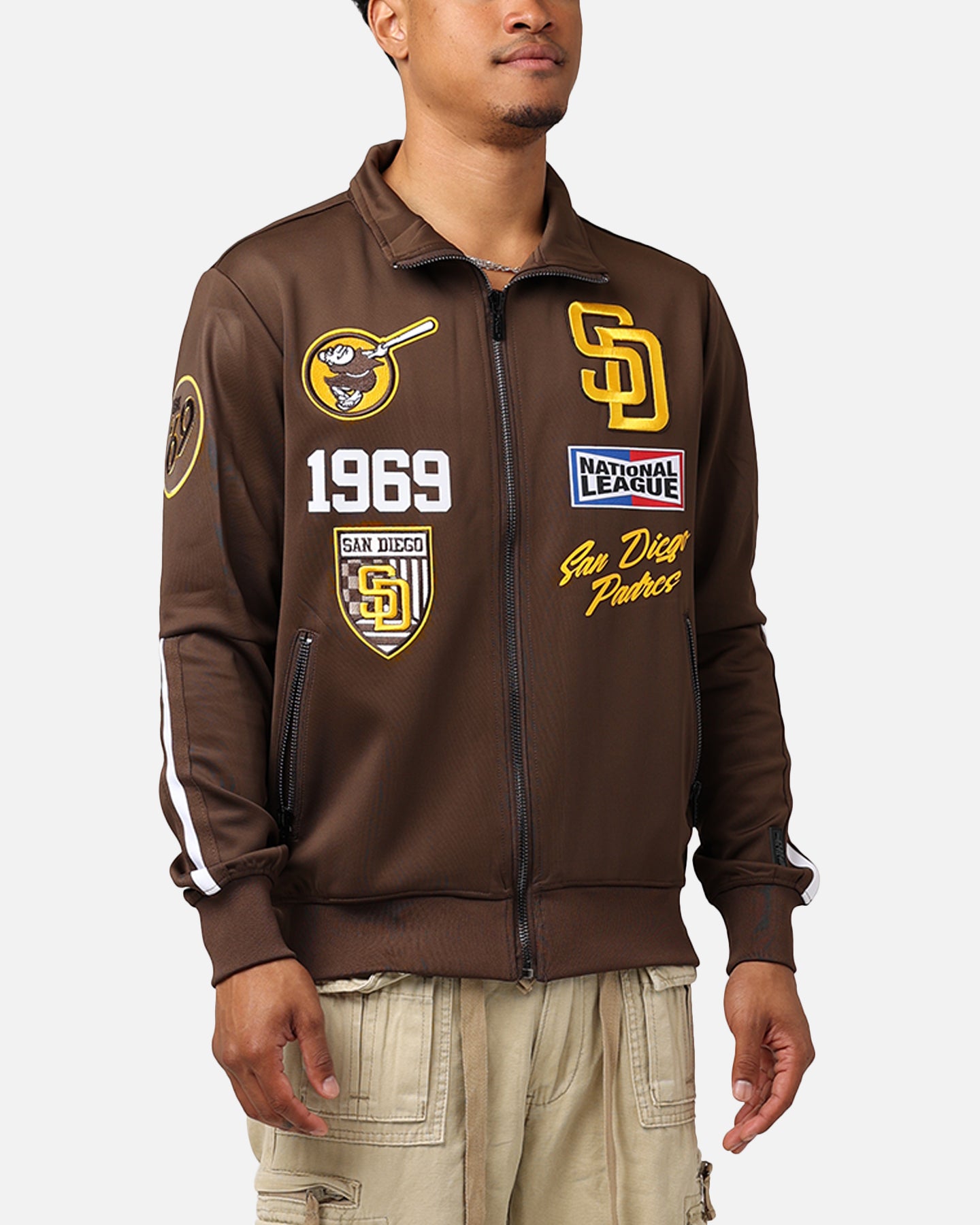 Pro Standard San Diego Padres Fast Lane Track Jacket Brown