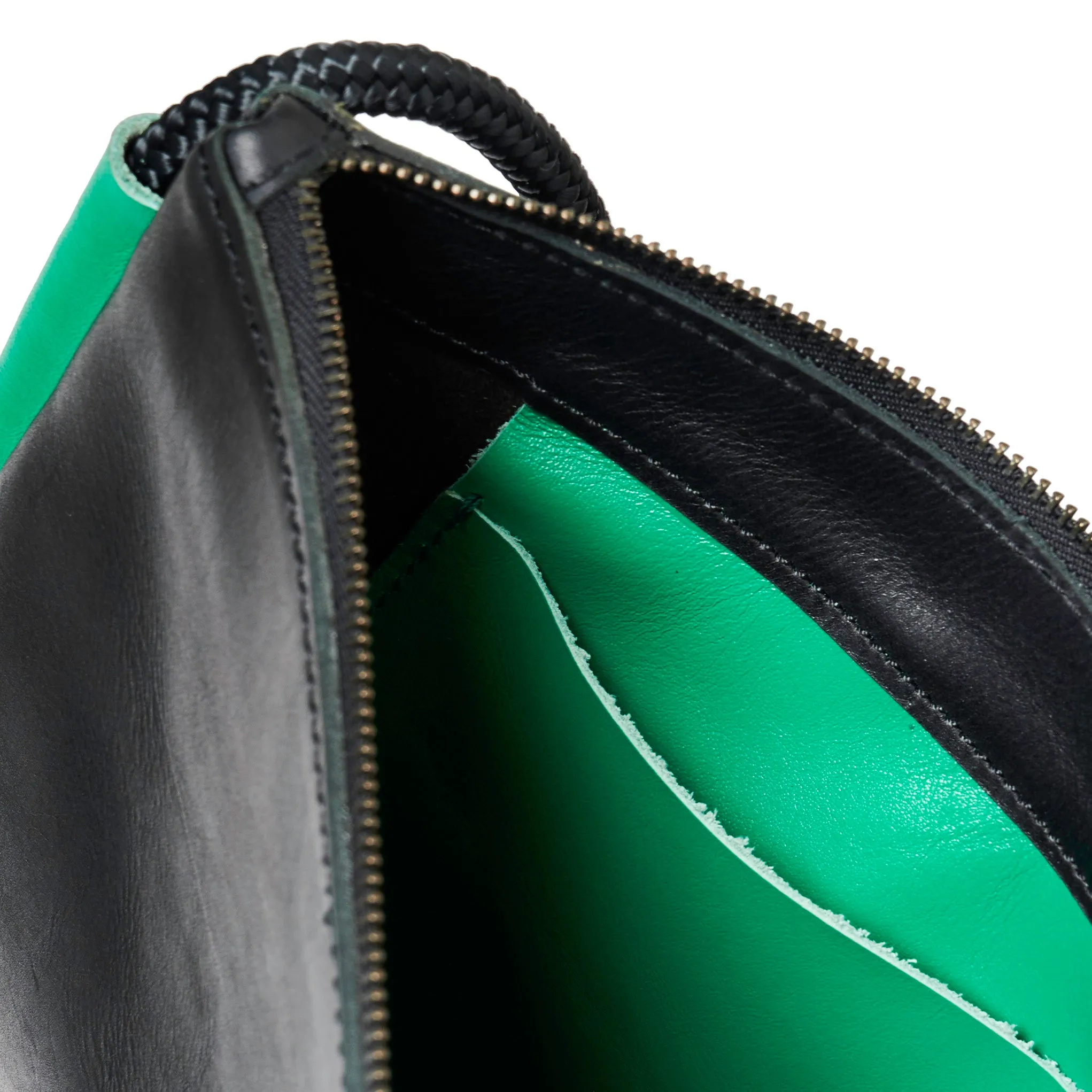 Project Dyad || Bag - Black / Lawn Green Adjustable Rope Strap Inner small pocket Selene Zipper Bag