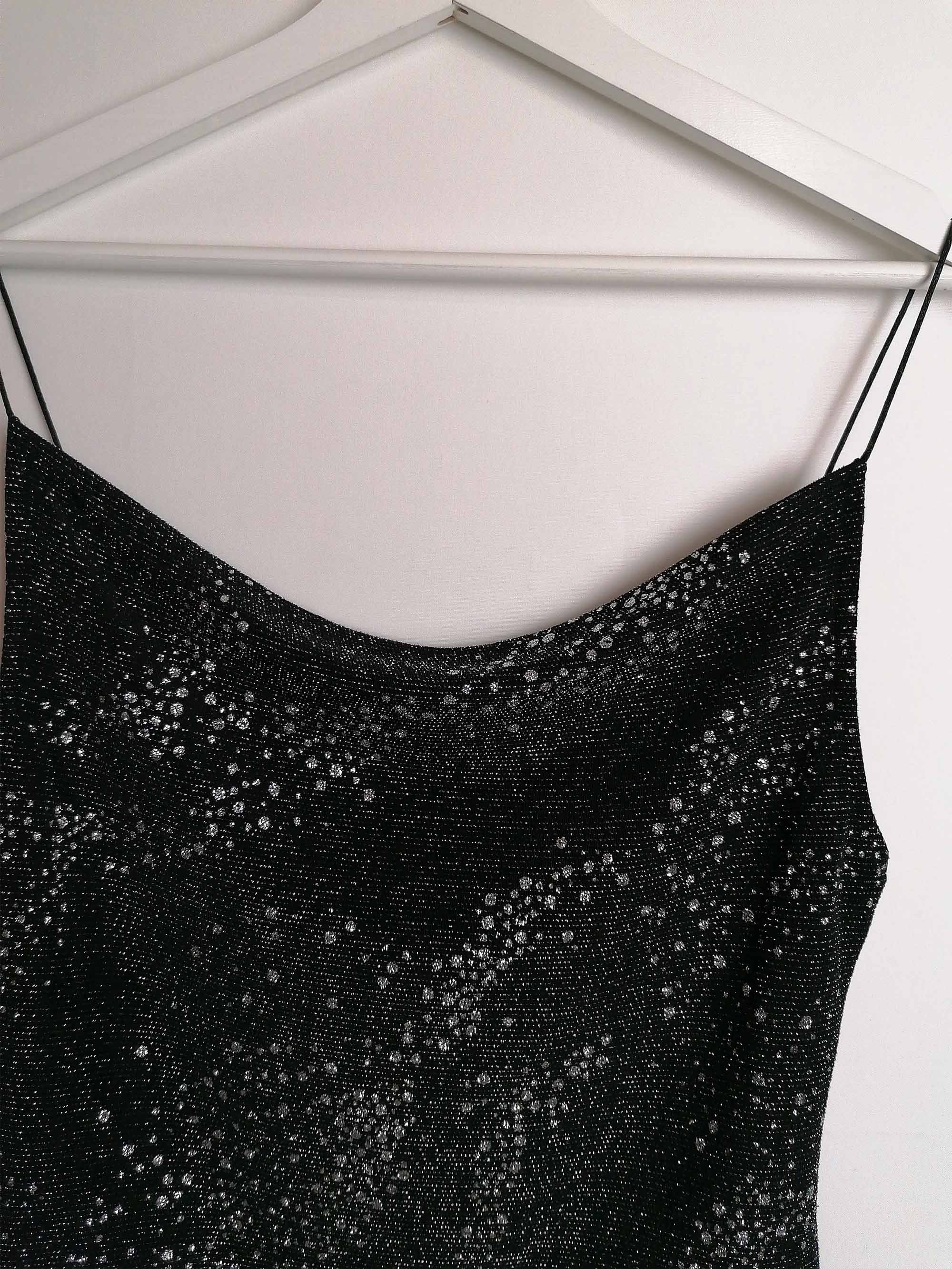 PROMOD Cowl Neck Spaghetti Straps Glitter Top - size M